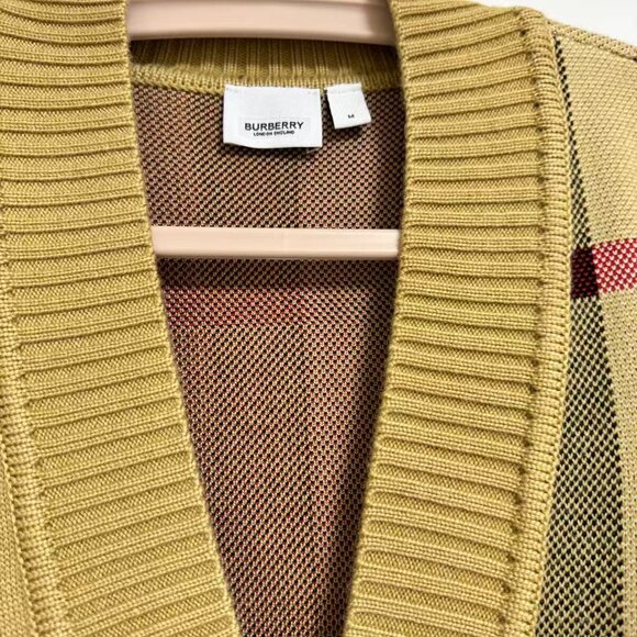 BURBERRY Check Wool Blend Cardigan - Picture 9 of 13